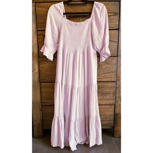 OAK + FORT Smocked Midi Dress in Iris